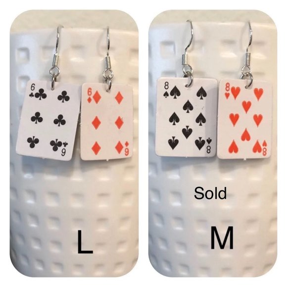 Mini poker earrings, playing cards earrings - Picture 7 of 8